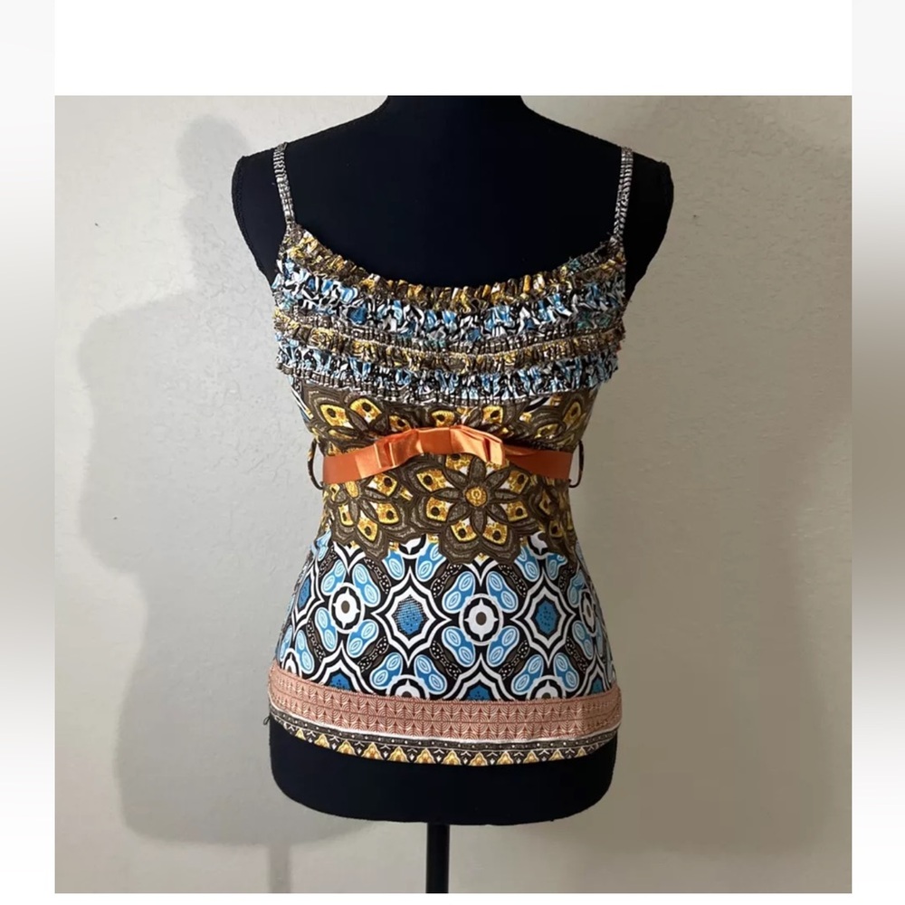Iris Collection Woman’s Spaghetti Strap multicolor Blouse size 10.